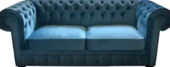 Casa Padrino Chesterfield 2er Sofa in Blau 160 x 90 x H. 78 cm - Luxus Chesterfield Sofa