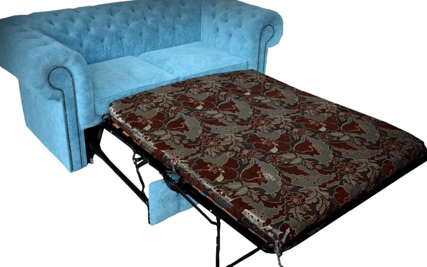 Casa Padrino Chesterfield 2er Sofa in Hell Blau 180 x 100 x H. 80 cm - Luxus Chesterfield Schlafsofa