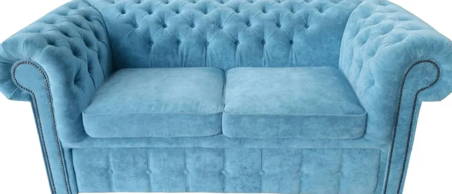 Casa Padrino Chesterfield 2er Sofa in Hell Blau 180 x 100 x H. 80 cm - Luxus Chesterfield Schlafsofa