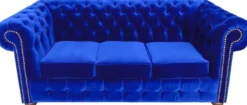 Casa Padrino Chesterfield 3er Sofa in Royalblau 200 x 90 x H. 78 cm - Luxus Qualität