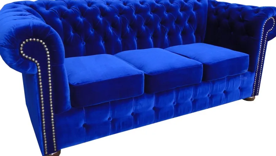 Casa Padrino Chesterfield 3er Sofa in Royalblau 200 x 90 x H. 78 cm - Luxus Qualität