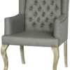 Casa Padrino Chesterfield Esszimmerstuhl mit Armlehnen in Frostgrau - 65 x 70 x H. 96 cm