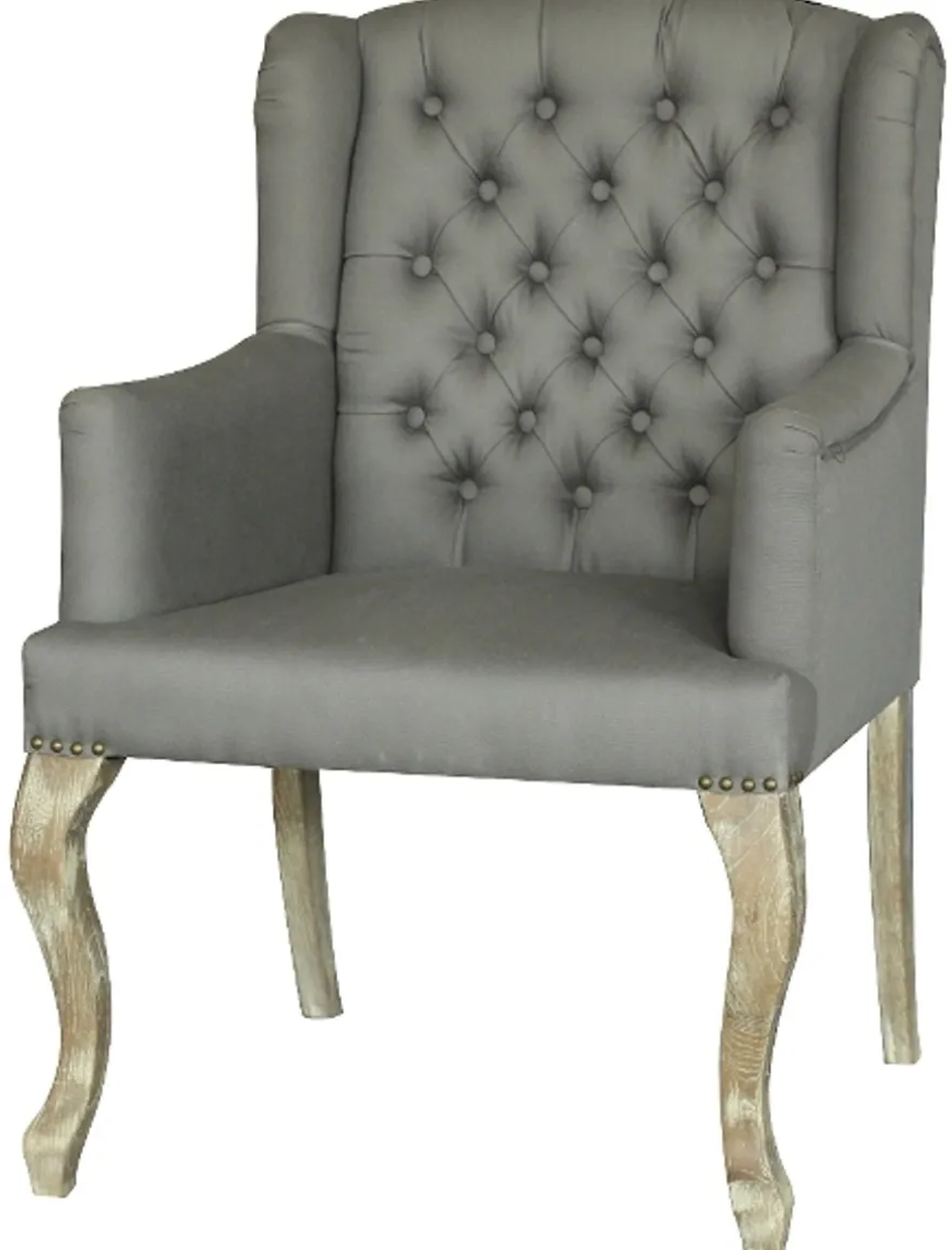 Casa Padrino Chesterfield Esszimmerstuhl mit Armlehnen in Frostgrau - 65 x 70 x H. 96 cm