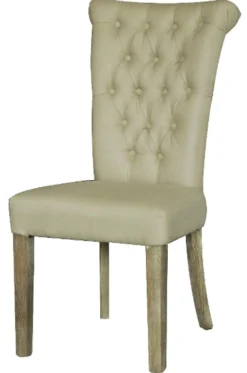 Casa Padrino Chesterfield Esszimmerstuhl in Creme 51 x 66 x H. 100 cm - Luxus Esszimmer Möbel