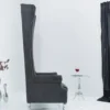Casa Padrino Chesterfield High Back Sessel Grau - Thron König Hochlehn Sessel - Modern Barock Hochlehner