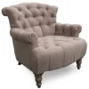 Casa Padrino Chesterfield Lounge Sessel in Taupe, 105 x 90 x H. 96 cm - Luxus Wohnzimmer Sessel mit Knopfheftung