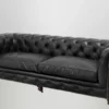 Casa Padrino Chesterfield Luxus Echt Leder Sofa 3 Sitzer im Vintage Design Old Saddle Black 238 x 96 x 78 cm