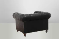 Casa Padrino Chesterfield Luxus Echt Leder Sessel im Vintage Design Old Saddle Black 123 x 96 x 78 cm