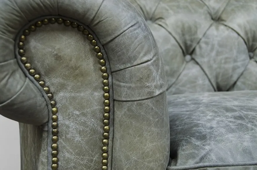 Casa Padrino Chesterfield Luxus Echt Leder Sofa 2.5 Sitzer Vintage Leder Galata Verde 220 x 96 x 78 cm