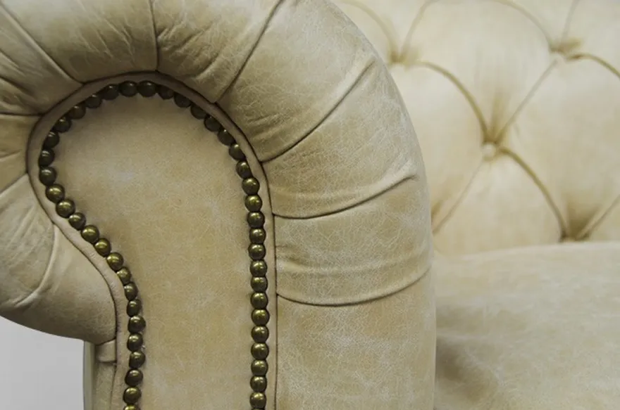 Casa Padrino Chesterfield Luxus Echt Leder Sofa 2,5-Sitzer im Vintage Leder Design, Farbe Galata Sawia, Breite 220 cm