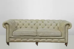 Casa Padrino Chesterfield Luxus Echt Leder Sofa 2,5-Sitzer im Vintage Leder Design, Farbe Galata Sawia, Breite 220 cm