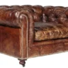 Casa Padrino Chesterfield Luxus Echt Leder Sessel Vintage Leder Kensington Cigar Braun 123 x 96 x 78 cm