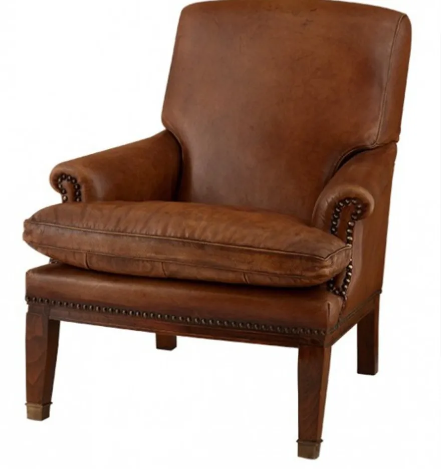 Casa Padrino Chesterfield Luxus Echt Leder Sessel Ireland Vintage Leder Braun 71 x 62 x 83 cm