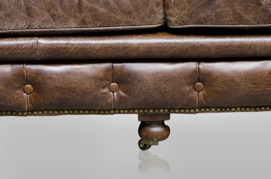 Casa Padrino Chesterfield Luxus Echt Leder Sofa 4 Sitzer im Vintage Look Farbe Cigar Breite 300 cm