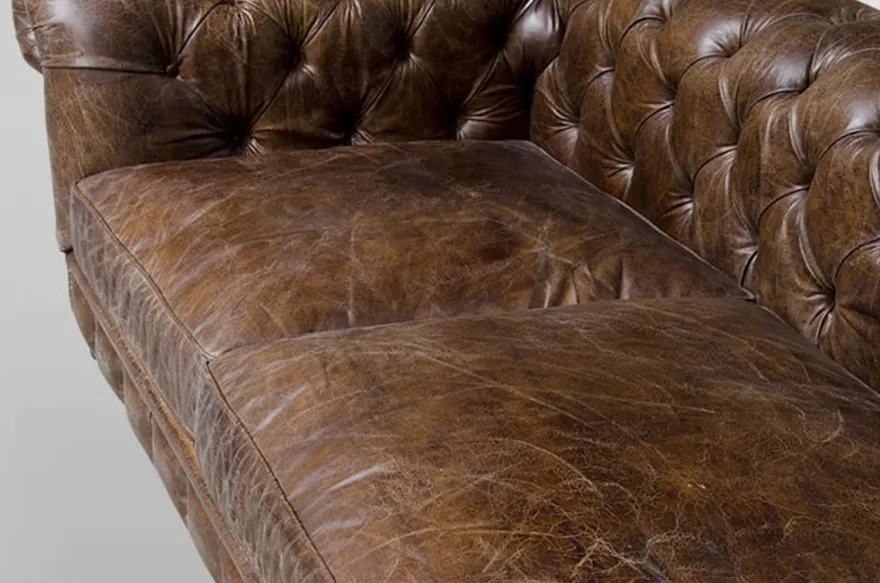 Casa Padrino Chesterfield Luxus Echt Leder Sofa 4 Sitzer im Vintage Look Farbe Cigar Breite 300 cm