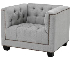 Casa Padrino Chesterfield Luxus Sessel Kubus im Fischgrätmuster Grau 94 x 85 x 73 cm