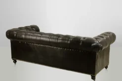 Casa Padrino Chesterfield Luxus Echtleder Sofa 2.5 Sitzer Vintage Design Ebony Breite 220 cm