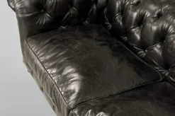 Casa Padrino Chesterfield Luxus Echtleder Sofa 2.5 Sitzer Vintage Design Ebony Breite 220 cm