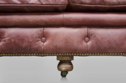 Casa Padrino Chesterfield Luxus Echt Leder Sofa 2.5 Sitzer Vintage Leder Galata Red Breite 220 cm