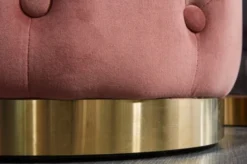 Casa Padrino Chesterfield Samt Hocker Altrosa / Gold Ø 36 x H. 40 cm - Runder Sitzhocker - Chesterfield Möbel