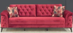 Casa Padrino Chesterfield Schlafsofa Rot / Schwarz 230 x 90 x H. 80 cm - Modernes Wohnzimmer Sofa - Chesterfield Wohnzimmer Möbel