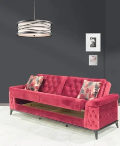 Casa Padrino Chesterfield Schlafsofa Rot / Schwarz 230 x 90 x H. 80 cm - Modernes Wohnzimmer Sofa - Chesterfield Wohnzimmer Möbel
