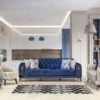 Casa Padrino Chesterfield Schlafsofa Grau / Schwarz / Gold 222 x 90 x H. 80 cm - Modernes Wohnzimmer Sofa - Chesterfield Möbel - Wohnzimmer Möbel