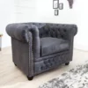 Casa Padrino Chesterfield Sessel Antikgrau - Lounge Sessel Antik grau - Wohnzimmer Sessel