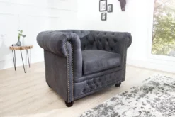 Casa Padrino Chesterfield Sessel Antikgrau - Lounge Sessel Antik grau - Wohnzimmer Sessel