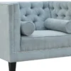 Casa Padrino Chesterfield Sessel Hellblau / Schwarz 100 x 84 x H. 83 cm - Moderner Wohnzimmer Sessel - Chesterfield Wohnzimmer Möbel