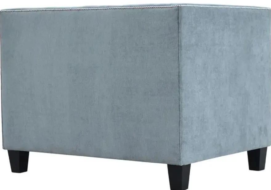 Casa Padrino Chesterfield Sessel Hellblau / Schwarz 100 x 84 x H. 83 cm - Moderner Wohnzimmer Sessel - Chesterfield Wohnzimmer Möbel