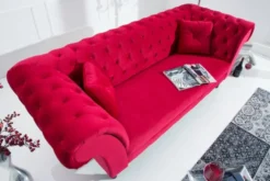 Casa Padrino Chesterfield Sofa in Rot 225 x 90 x H. 79 cm - Designer Chesterfield Sofa
