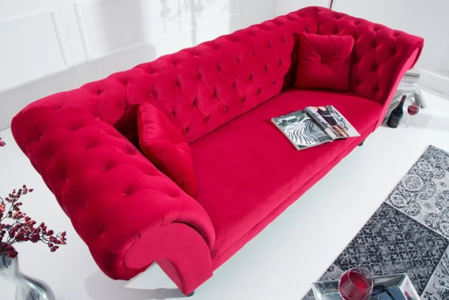 Casa Padrino Chesterfield Sofa in Rot 225 x 90 x H. 79 cm - Designer Chesterfield Sofa
