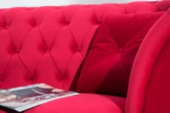 Casa Padrino Chesterfield Sofa in Rot 225 x 90 x H. 79 cm - Designer Chesterfield Sofa