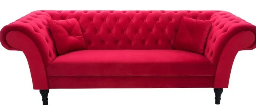 Casa Padrino Chesterfield Sofa in Rot 225 x 90 x H. 79 cm - Designer Chesterfield Sofa