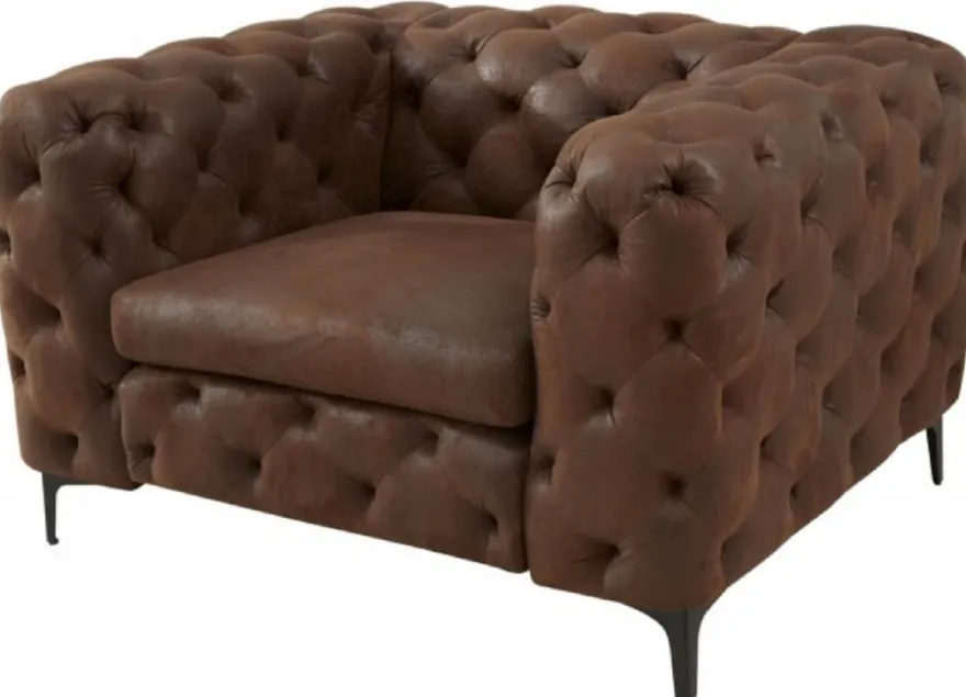 Casa Padrino Chesterfield Wohnzimmer Sessel Antik Braun 120 x 100 x H. 70 cm - Chesterfield Wohnzimmer Möbel