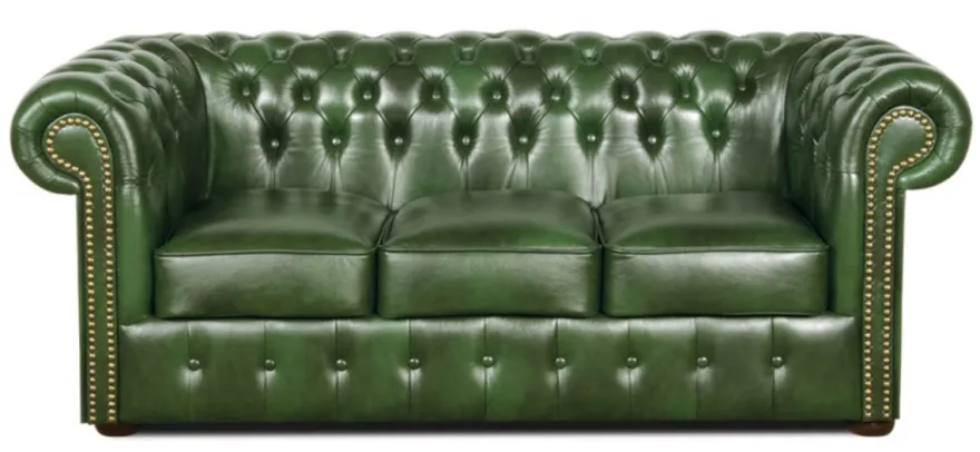 Casa Padrino Chesterfield Wohnzimmer 3er Set Grün - Luxus Echtleder Möbel
