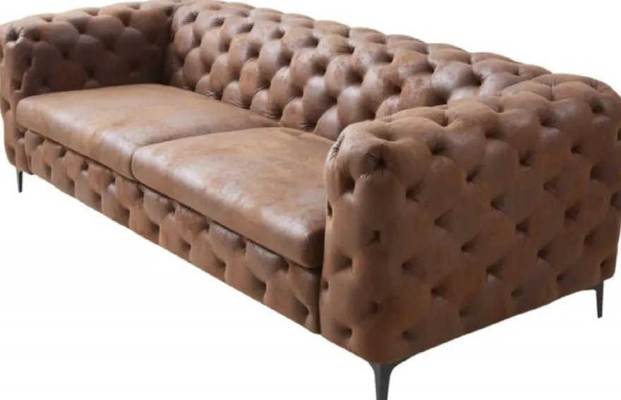Casa Padrino Chesterfield Wohnzimmer Sofa Antik Braun 240 x 97 x H. 73 cm - Chesterfield Wohnzimmer Möbel
