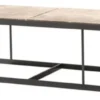 Casa Padrino Couchtisch Beige / Bronze 190 x 45 x H. 35 cm - Luxus Edelstahl Wohnzimmertisch mit Marmorplatte