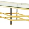 Casa Padrino Couchtisch Gold / Schwarz 150 x 40 x H. 42,5 cm - Luxus Wohnzimmertisch mit Glasplatte
