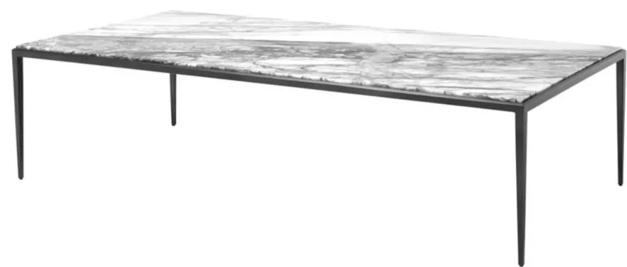 Casa Padrino Couchtisch in bronze mit weißer Marmorplatte 160 x 78 x H. 40 cm - Luxus Wohnzimmermöbel