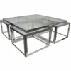 Casa Padrino Couchtisch mit 4 herausziehbaren Beistelltischen Silber 120 cm