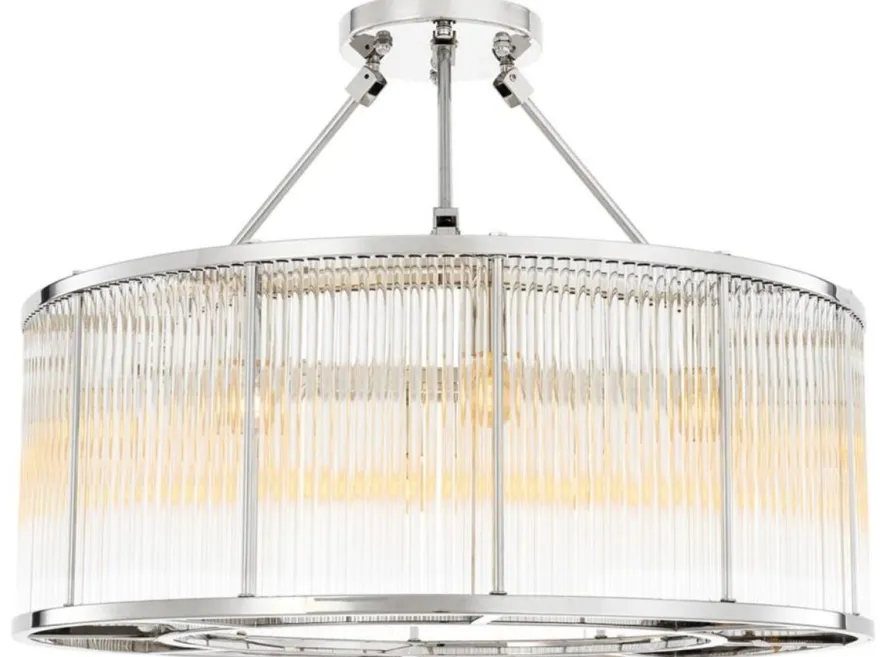 Casa Padrino Deckenleuchte Silber Ø 80 x H. 61 cm - Luxus Wohnzimmer Deckenlampe