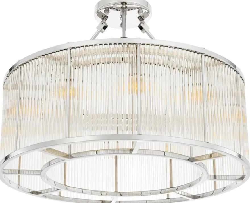 Casa Padrino Deckenleuchte Silber Ø 80 x H. 61 cm - Luxus Wohnzimmer Deckenlampe