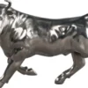 Casa Padrino Deko Bronzefigur Stier Silber 56 x 22 x H. 40 cm - Luxus Skulptur