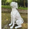Casa Padrino Deko Bronze Skulptur Hund Weiß H. 70 cm - Garten Deko