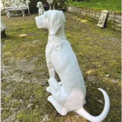 Casa Padrino Deko Bronze Skulptur Hund Weiß H. 70 cm - Garten Deko