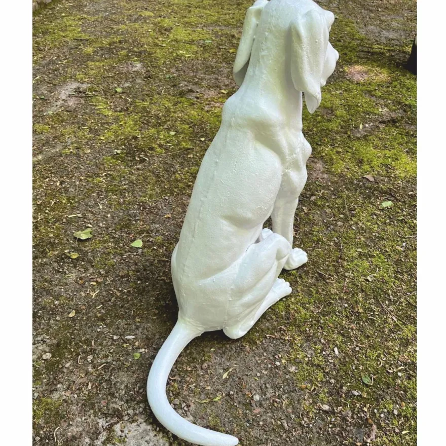 Casa Padrino Deko Bronze Skulptur Hund Weiß H. 70 cm - Garten Deko