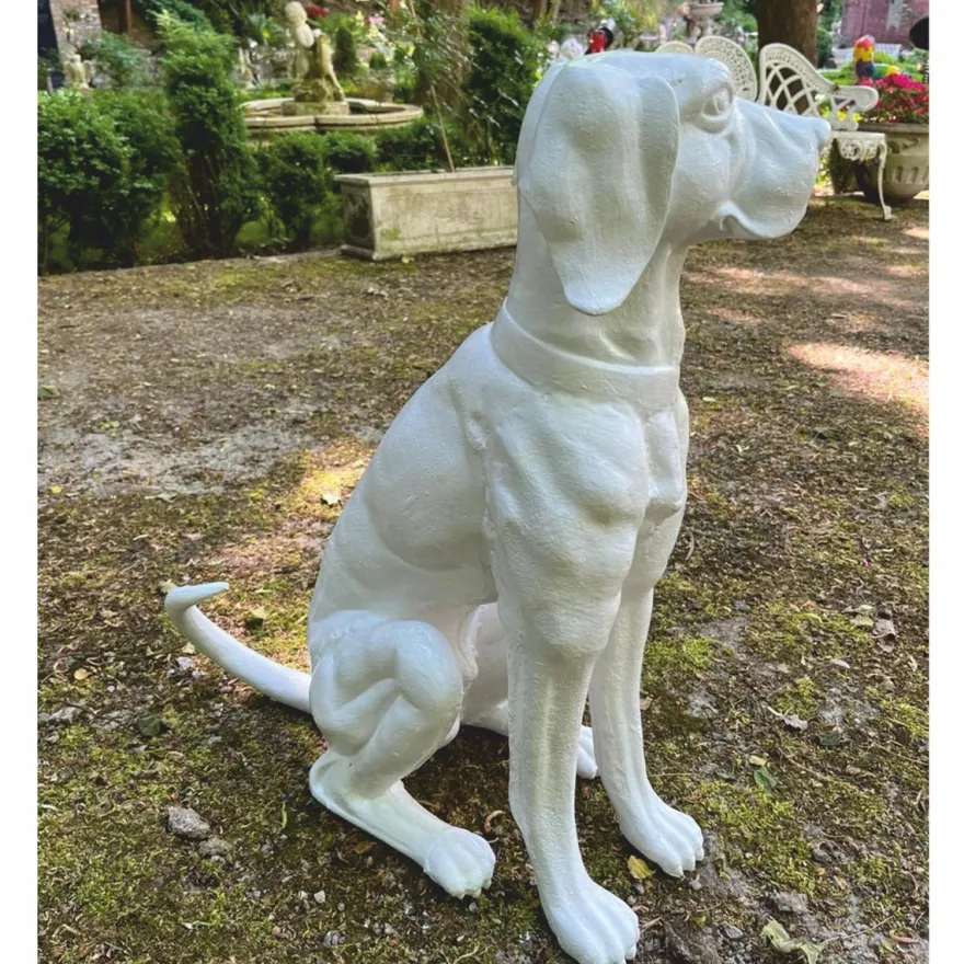 Casa Padrino Deko Bronze Skulptur Hund Weiß H. 70 cm - Garten Deko