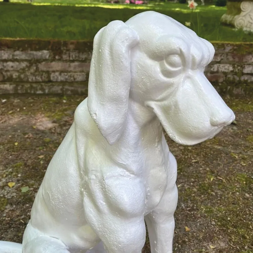 Casa Padrino Deko Bronze Skulptur Hund Weiß H. 70 cm - Garten Deko